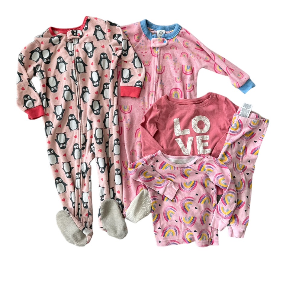 18 Month Girls Pajamas Bundle Rainbows and Pink